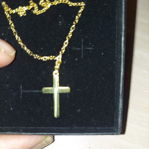 Gold Tone Chain & Cross Pendant W/ Santa Claus Enamel Earrings Bundle - Picture 5 of 8